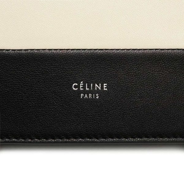 200005728019 10 Celine Chain Wallet Pochette Shoulder Crossbody Leather Black Cream Silver Hardware