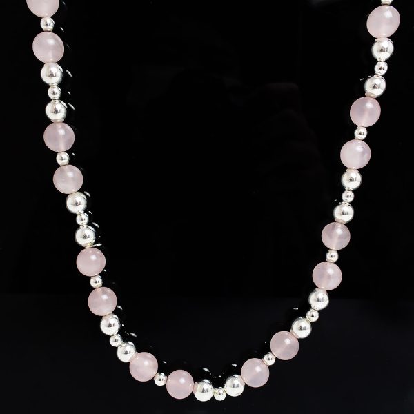 200006399019 TIFFANY Co Ball Colored Stone Necklace Silver Pink