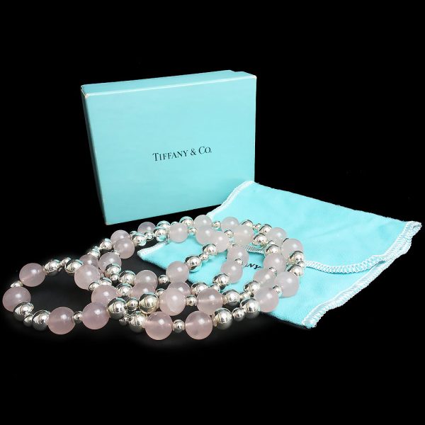 200006399019 2 TIFFANY Co Ball Colored Stone Necklace Silver Pink