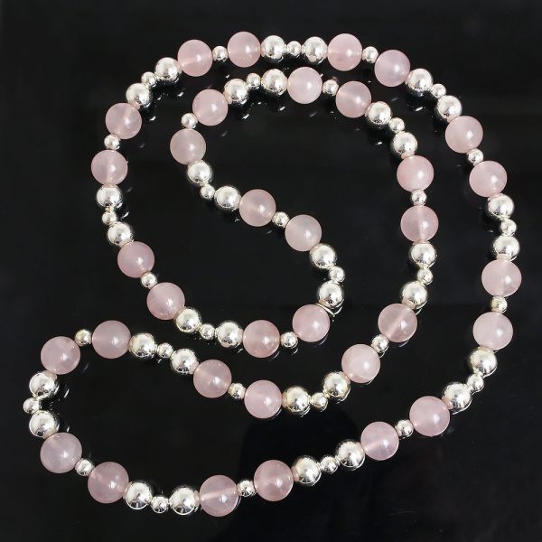 200006399019 4 TIFFANY Co Ball Colored Stone Necklace Silver Pink