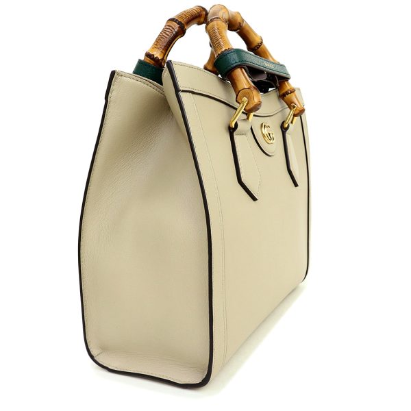 200006680019 4 GUCCI Diana Small 2way Leather Bamboo Tote Handbag Crossbody Shoulder Bag Beige