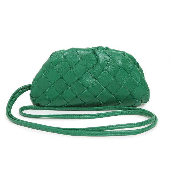 200006721019 Bottega Veneta Pouch Coin Purse Shoulder Coin Case Wallet Lambskin Green Gold Hardware