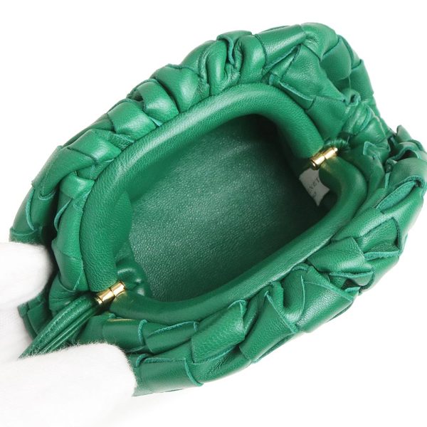 200006721019 3 Bottega Veneta Pouch Coin Purse Shoulder Coin Case Wallet Lambskin Green Gold Hardware