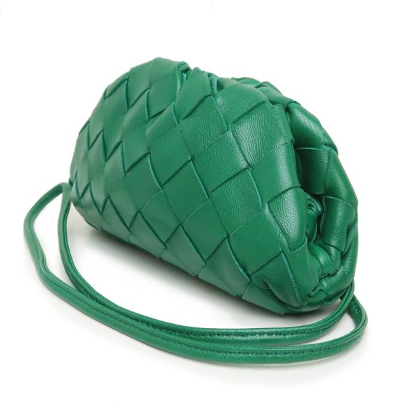 200006721019 4 Bottega Veneta Pouch Coin Purse Shoulder Coin Case Wallet Lambskin Green Gold Hardware