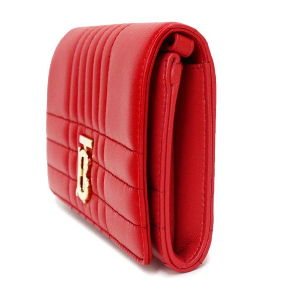 200007023019 4 BURBERRY TB Quilted Leather Lola Wallet 2way Lambskin Crossbody Shoulder Bag Bright Red