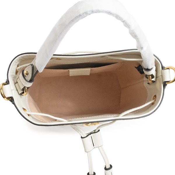 200007935019 3 GUCCI Ophidia Small Bucket Calfskin Leather 2Way Shoulder Handbag Crossbody Off White