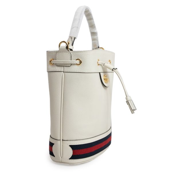 200007935019 4 GUCCI Ophidia Small Bucket Calfskin Leather 2Way Shoulder Handbag Crossbody Off White