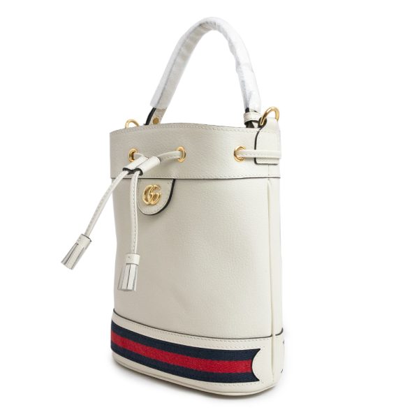 200007935019 5 GUCCI Ophidia Small Bucket Calfskin Leather 2Way Shoulder Handbag Crossbody Off White