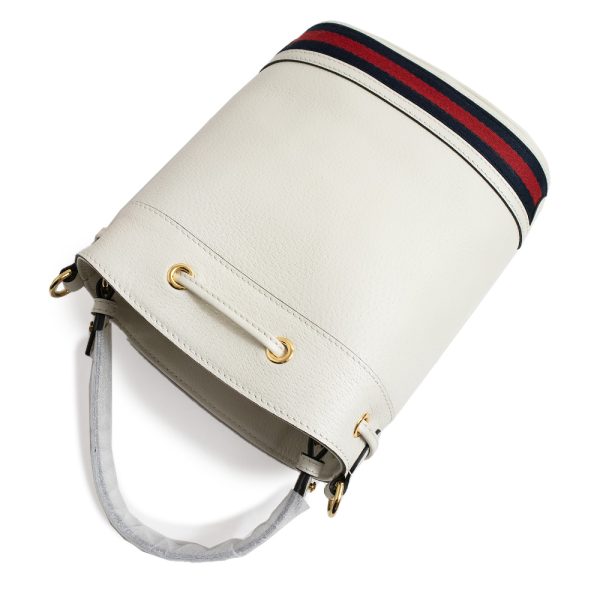 200007935019 6 GUCCI Ophidia Small Bucket Calfskin Leather 2Way Shoulder Handbag Crossbody Off White