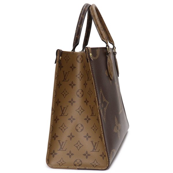 200008804019 4 LOUIS VUITTON On the Go MM 2WAY Giant Monogram Tote Handbag Shoulder Bag Reverse Brown