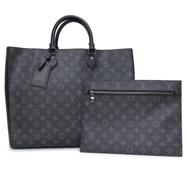 200008811019 LOUIS VUITTON Grand Sac Monogram Eclipse Tote Handbag Black