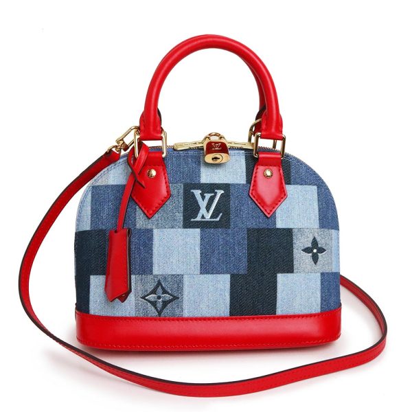 200009133019 LOUIS VUITTON Alma BB 2way Monogram Denim Handbag Shoulder Bag Blue Red