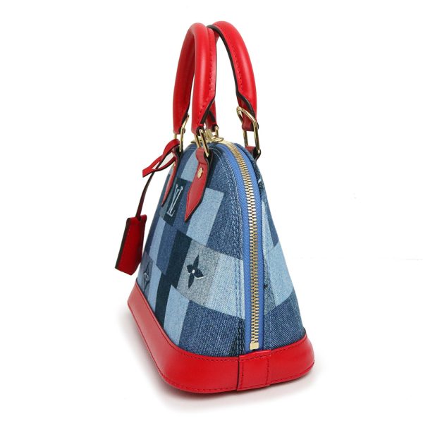 200009133019 4 LOUIS VUITTON Alma BB 2way Monogram Denim Handbag Shoulder Bag Blue Red