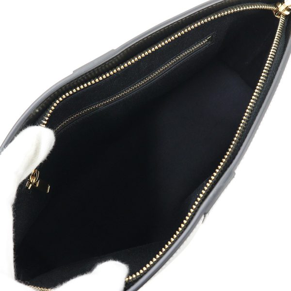 200009243019 3 Celine Lock Toiletry Pouch Clutch Bag Calfskin Leather Black Gold Hardware