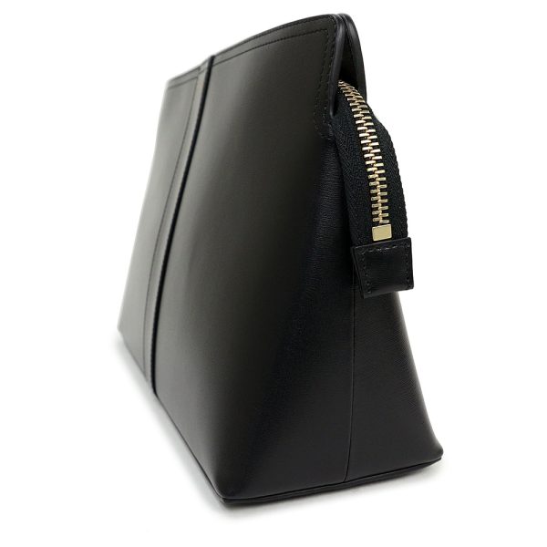 200009243019 5 Celine Lock Toiletry Pouch Clutch Bag Calfskin Leather Black Gold Hardware