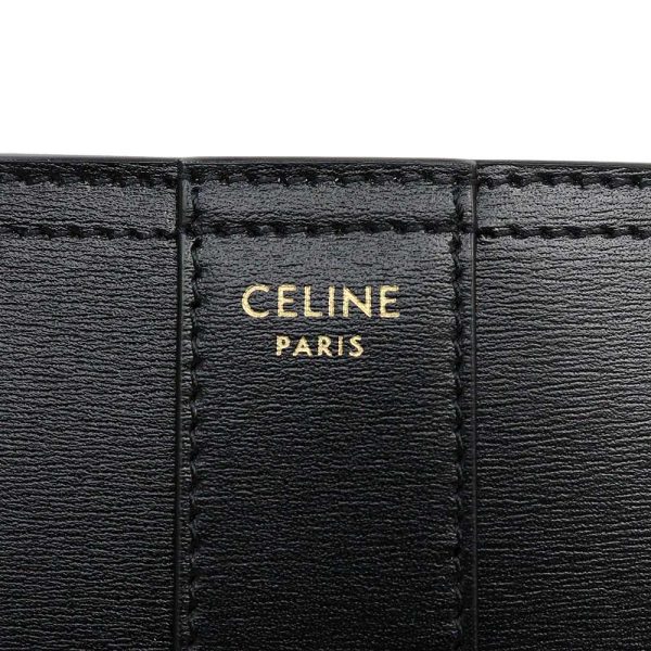 200009243019 9 Celine Lock Toiletry Pouch Clutch Bag Calfskin Leather Black Gold Hardware