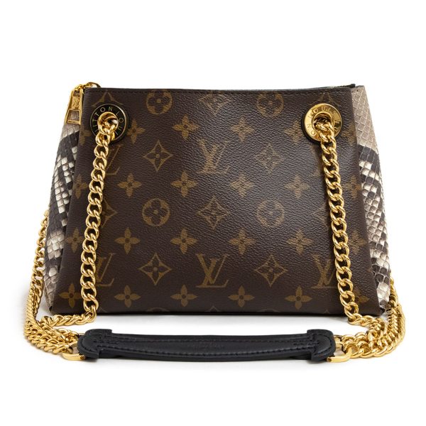 200009248019 LOUIS VUITTON Surenne BB 2Way Monogram Python Exotic Leather Chain Crossbody Shoulder Bag Brown