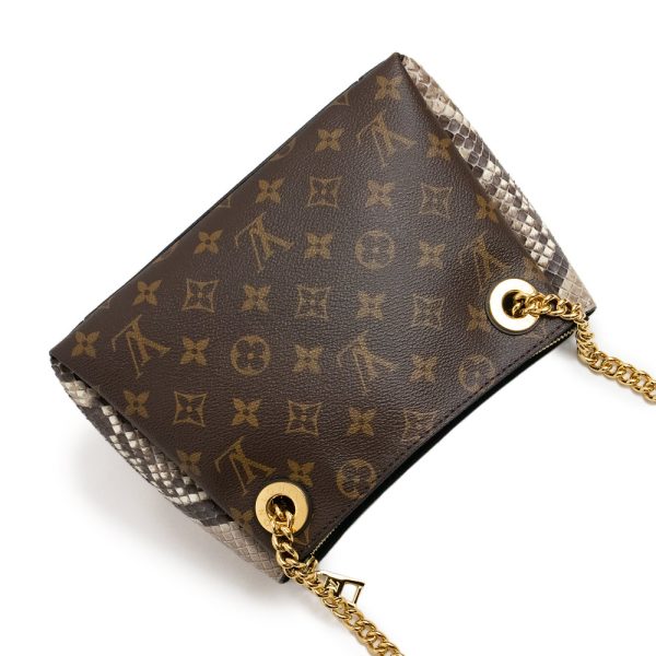 200009248019 6 LOUIS VUITTON Surenne BB 2Way Monogram Python Exotic Leather Chain Crossbody Shoulder Bag Brown