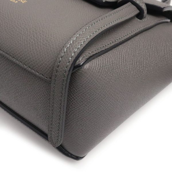 200009310019 10 Celine Belt Bag 2way Shoulder Handbag Crossbody Grain Calf Leather Gray Gold Hardware