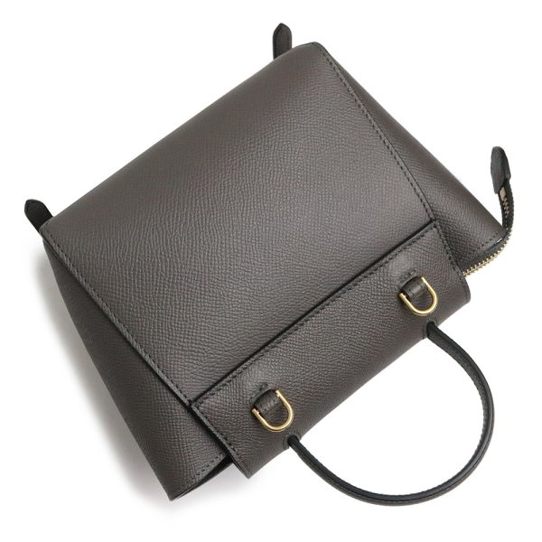 200009310019 6 Celine Belt Bag 2way Shoulder Handbag Crossbody Grain Calf Leather Gray Gold Hardware