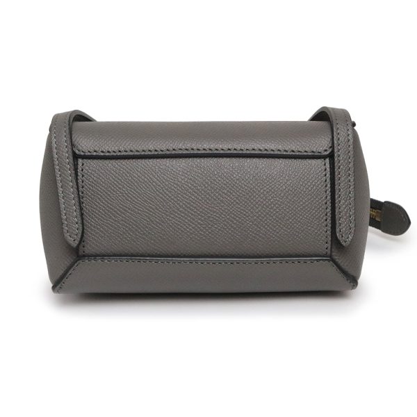 200009310019 7 Celine Belt Bag 2way Shoulder Handbag Crossbody Grain Calf Leather Gray Gold Hardware
