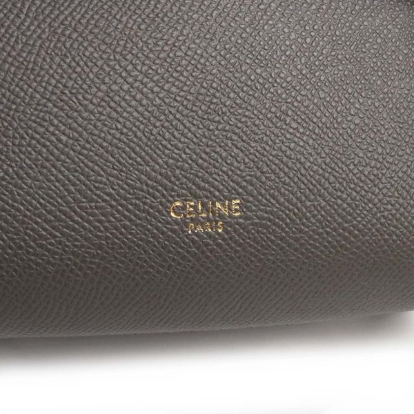 200009310019 9 Celine Belt Bag 2way Shoulder Handbag Crossbody Grain Calf Leather Gray Gold Hardware