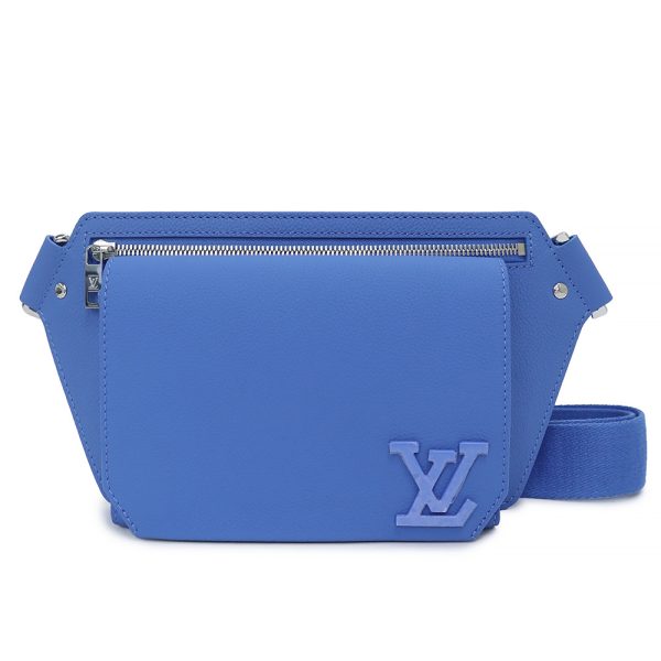 200009616019 LOUIS VUITTON Takeoff Sling Bag LV Aerogram Calfskin Leather Crossbody Shoulder Bag Blue