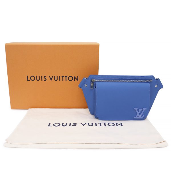 200009616019 2 LOUIS VUITTON Takeoff Sling Bag LV Aerogram Calfskin Leather Crossbody Shoulder Bag Blue