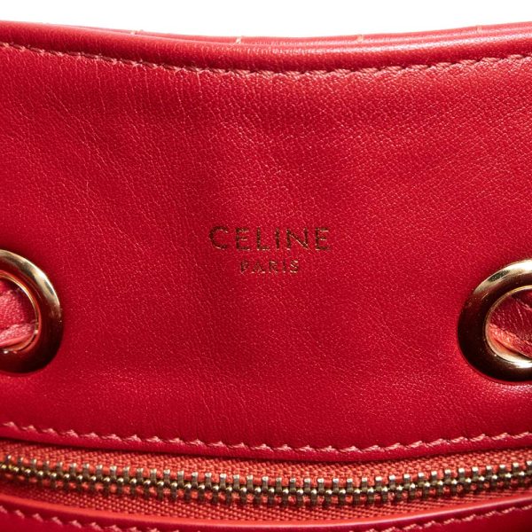 200009712019 9 Celine Small Backpack Rucksack Daypack Drawstring Calfskin Leather Red Gold Hardware