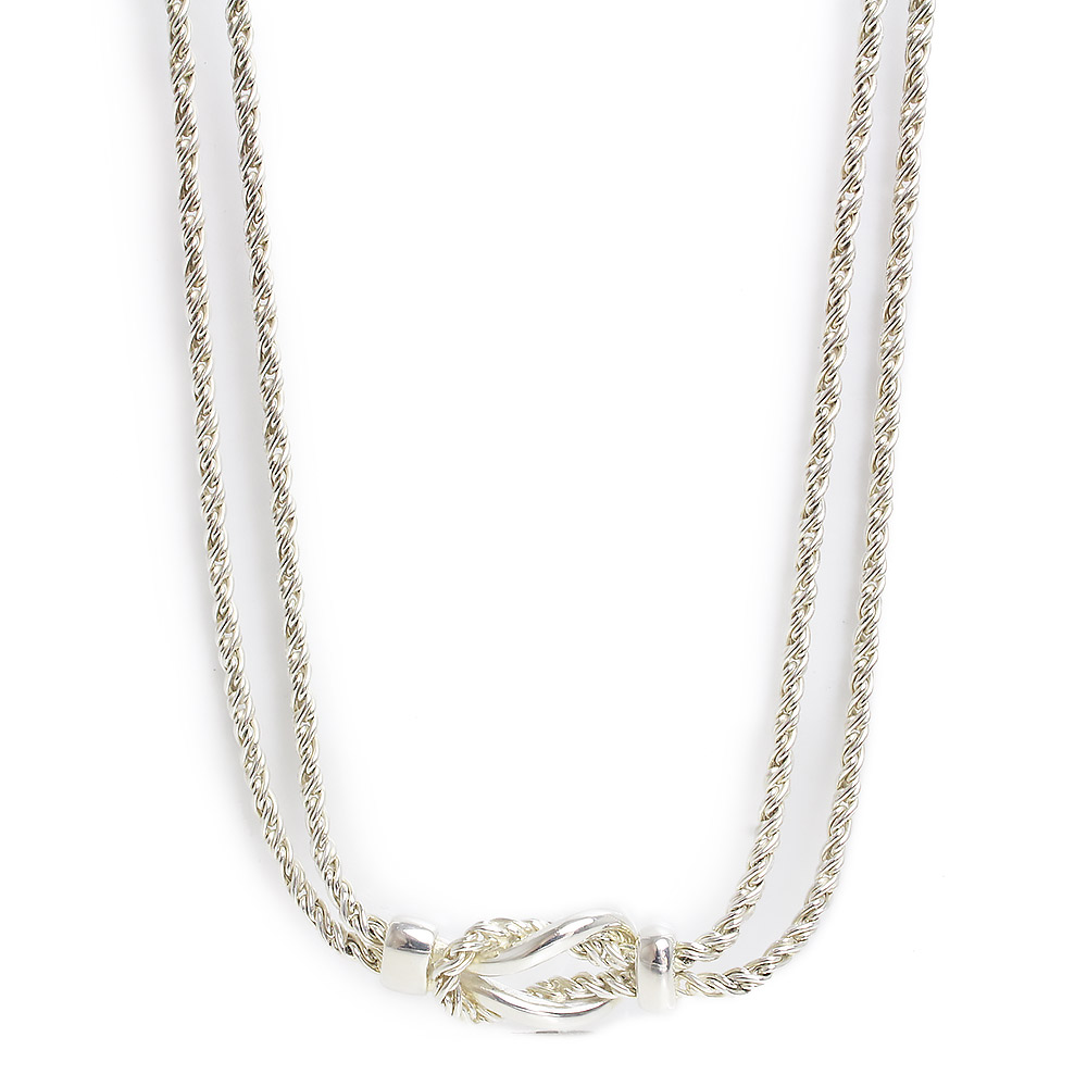 TIFFANYu0026Co. Knot Double Rope Necklace Silver jUSTBAG