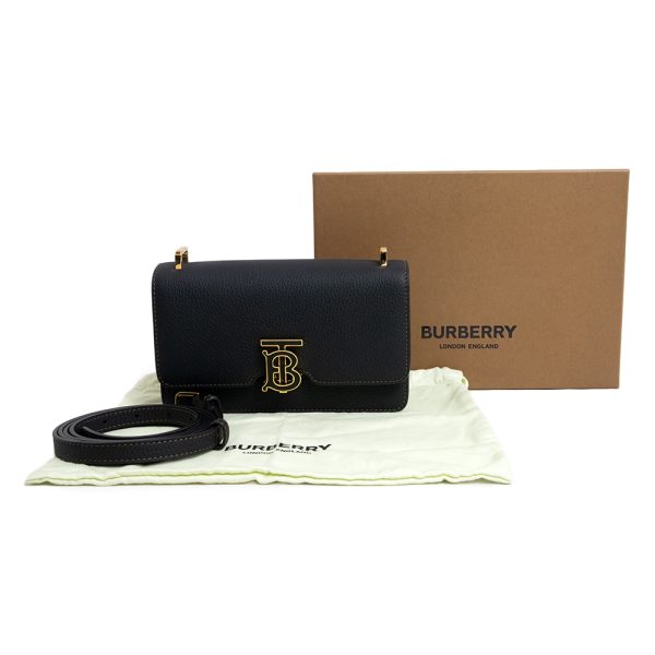 200009980019 2 Burberry Mini 2Way Clutch Grainy Calf Leather Crossbody Shoulder Bag Black