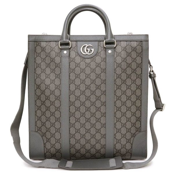 200009986019 GUCCI Ophidia Medium 2WAY GG Supreme Canvas Calfskin Leather Crossbody Handbag Shoulder Gray