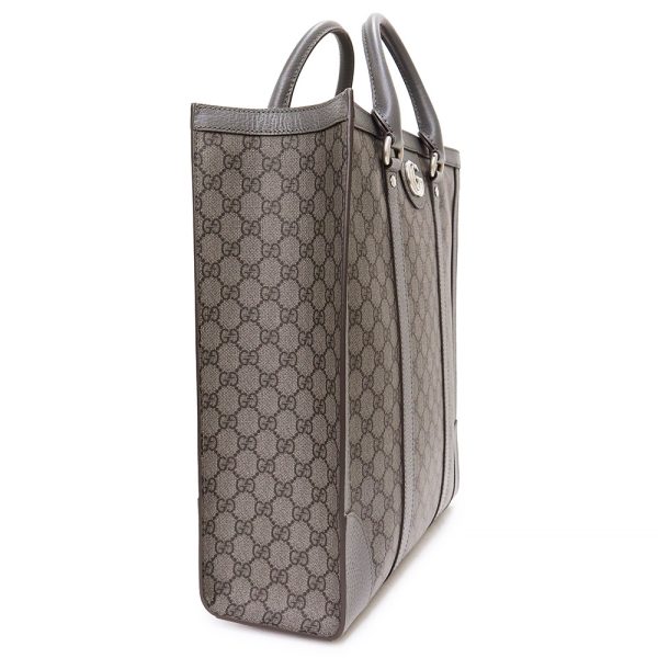 200009986019 4 GUCCI Ophidia Medium 2WAY GG Supreme Canvas Calfskin Leather Crossbody Handbag Shoulder Gray