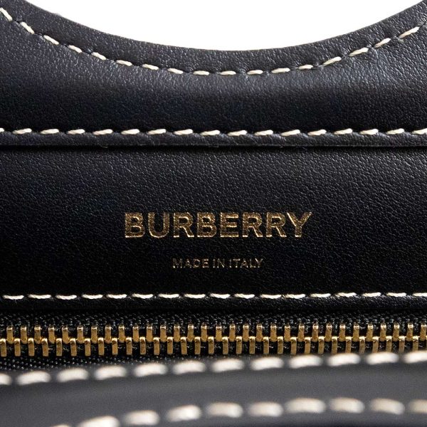 200010173019 9 Burberry Mini Logo Graphic Pocket 2way Cotton Canvas Calfskin Leather Handbag Crossbody Shoulder Bag Natural White Black