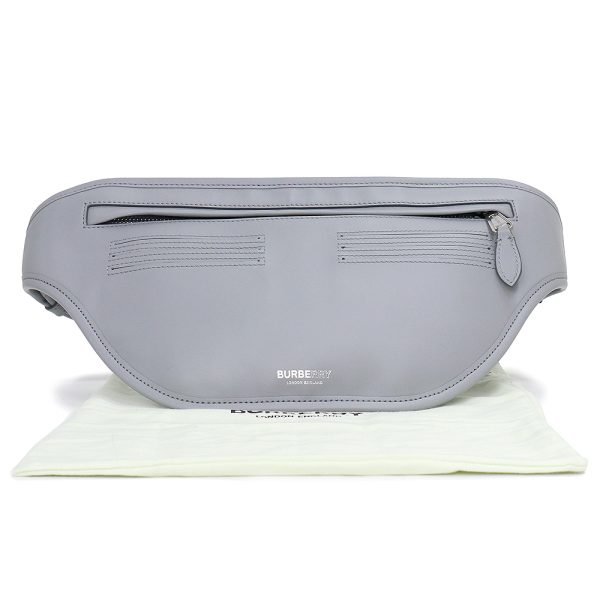 200010184019 2 Burberry Brummell Bum Waist 2way Smooth Leather Crossbody Shoulder Bag Cloud Gray Silver