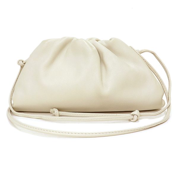 200010241019 Bottega Veneta Mini Pouch Shoulder Bag Crossbody Calfskin Leather Plaster White Gold Hardware