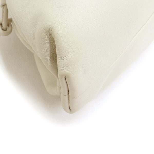 200010241019 11 Bottega Veneta Mini Pouch Shoulder Bag Crossbody Calfskin Leather Plaster White Gold Hardware