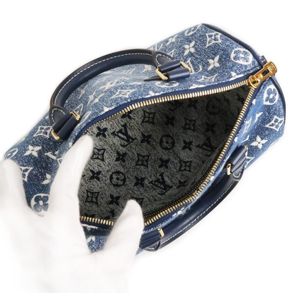 200010419019 3 LOUIS VUITTON Speedy 2WAY Monogram Jacquard Denim Handbag Crossbody Shoulder Bag Marine Blue