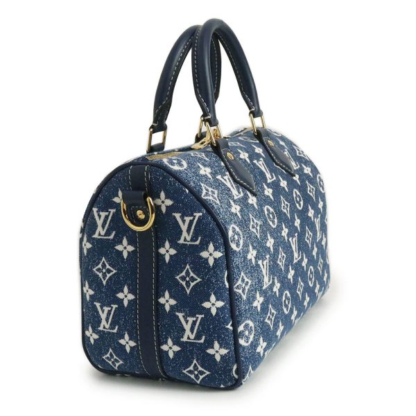 200010419019 4 LOUIS VUITTON Speedy 2WAY Monogram Jacquard Denim Handbag Crossbody Shoulder Bag Marine Blue