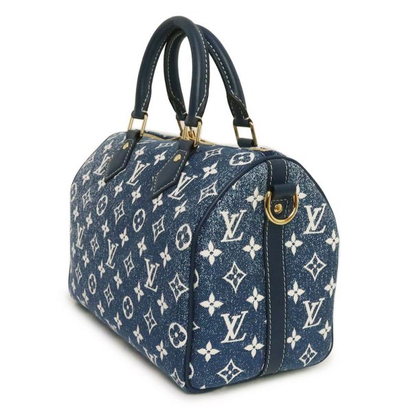 200010419019 5 LOUIS VUITTON Speedy 2WAY Monogram Jacquard Denim Handbag Crossbody Shoulder Bag Marine Blue