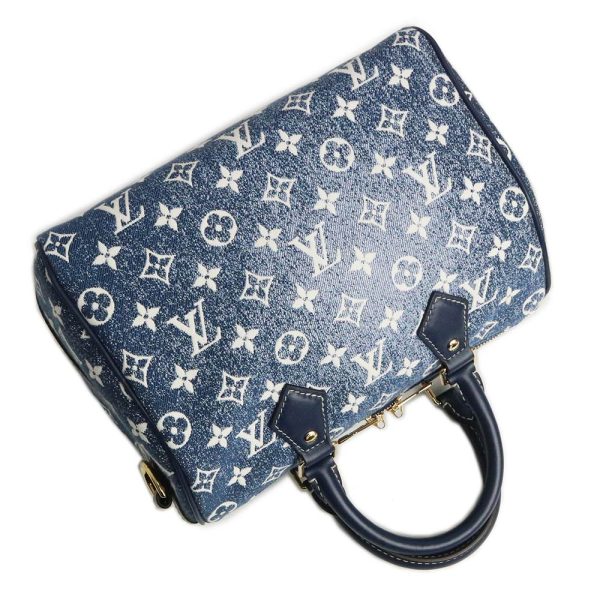 200010419019 6 LOUIS VUITTON Speedy 2WAY Monogram Jacquard Denim Handbag Crossbody Shoulder Bag Marine Blue