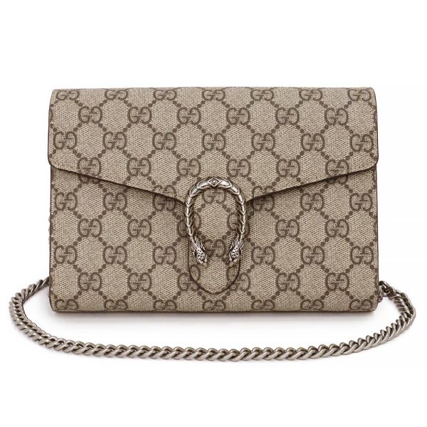 200010592019 GUCCI Duonissos Chain Wallet GG Supreme Canvas Shoulder Bag Beige