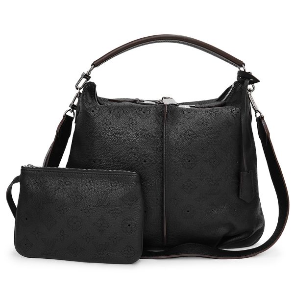 200010862019 Louis Vuitton Selene PM 2way Monogram Mahina Leather Handbag Crossbody Shoulder Bag Noir Black