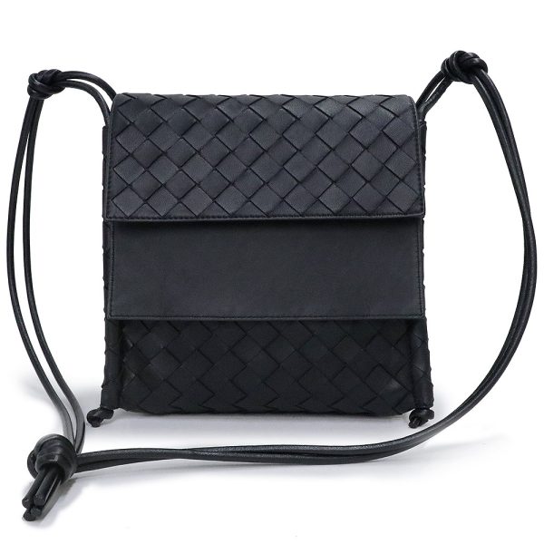 200010899019 Bottega Veneta Small Fold Shoulder Crossbody Bag Lambskin Leather Black