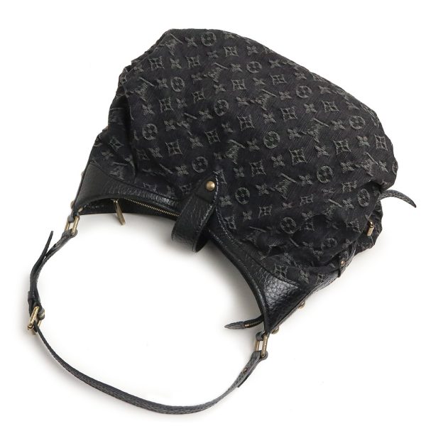 200011182019 6 LOUIS VUITTON XS Diagonal Monogram Denim Leather Shoulder Bag Noir Black