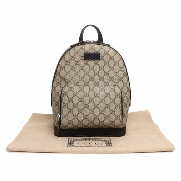 200011195019 2 GUCCI Eden Small Rucksack Daypack Backpack GG Supreme Canvas Leather Beige Ebony Black