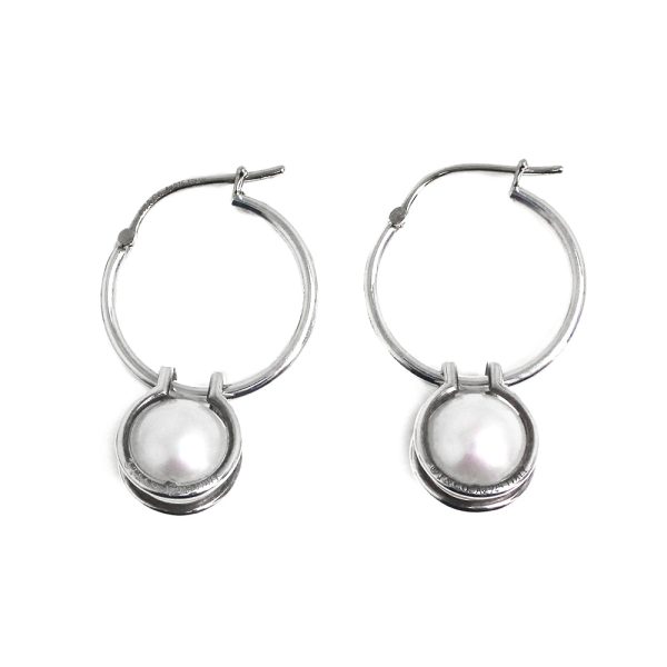 200011287019 TIFFANYCo Hardware Pearl Hoop Earrings Sterling Silver