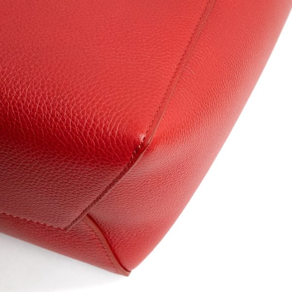 200011347019 10 Celine Sangle Bucket Small Shoulder Grain Calf Leather Red Silver Hardware