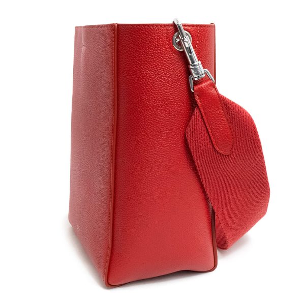 200011347019 5 Celine Sangle Bucket Small Shoulder Grain Calf Leather Red Silver Hardware