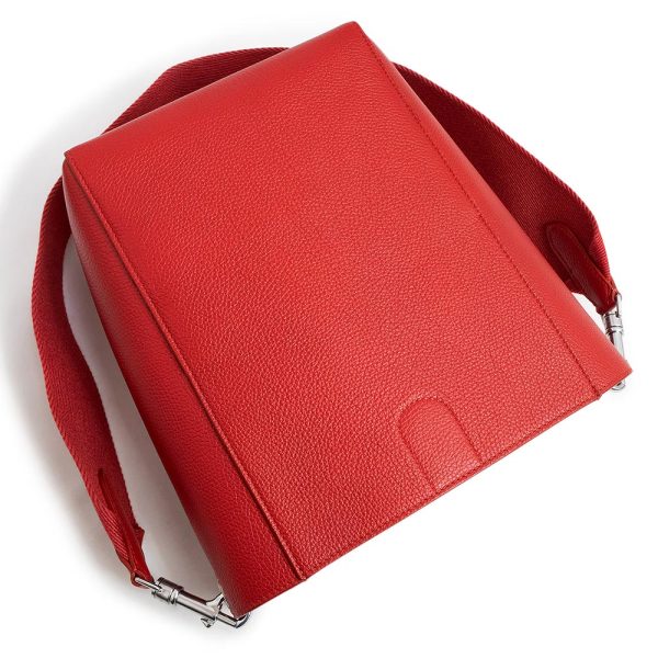 200011347019 6 Celine Sangle Bucket Small Shoulder Grain Calf Leather Red Silver Hardware